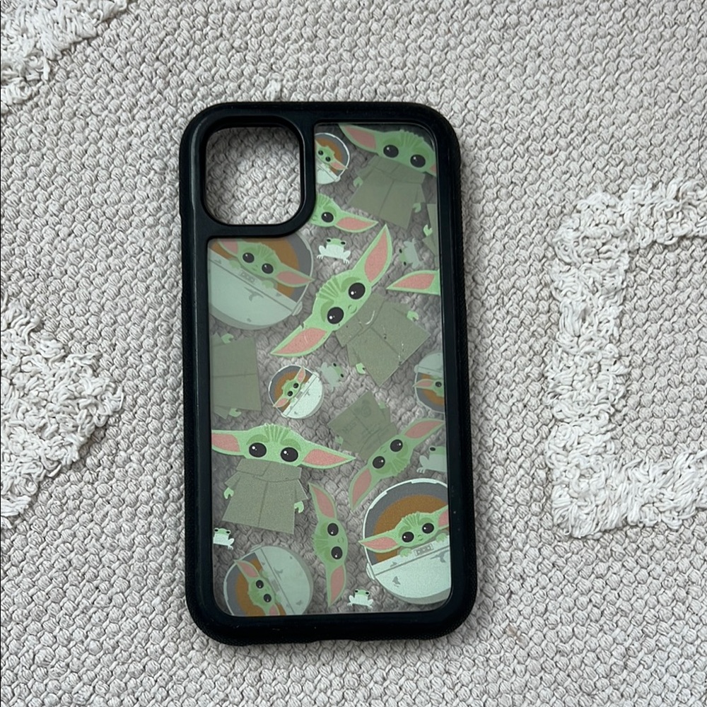 iPhone 11 or Xr Black and Green Grogu Phone Case